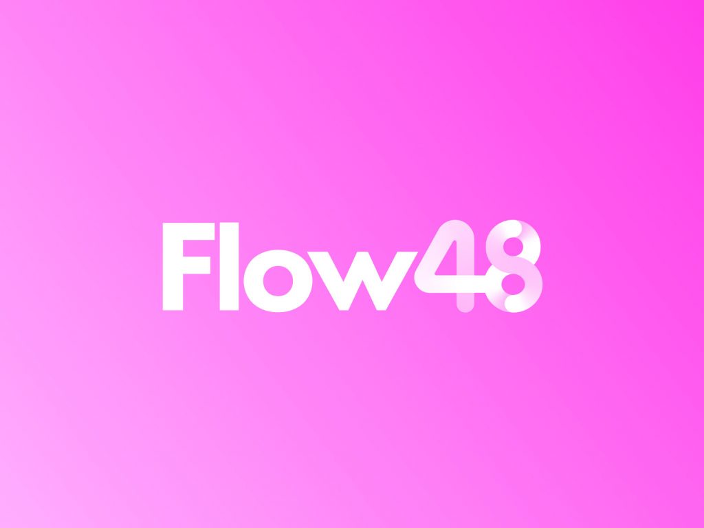 flow 48 logo design for fintech startup made with a modern approach pink