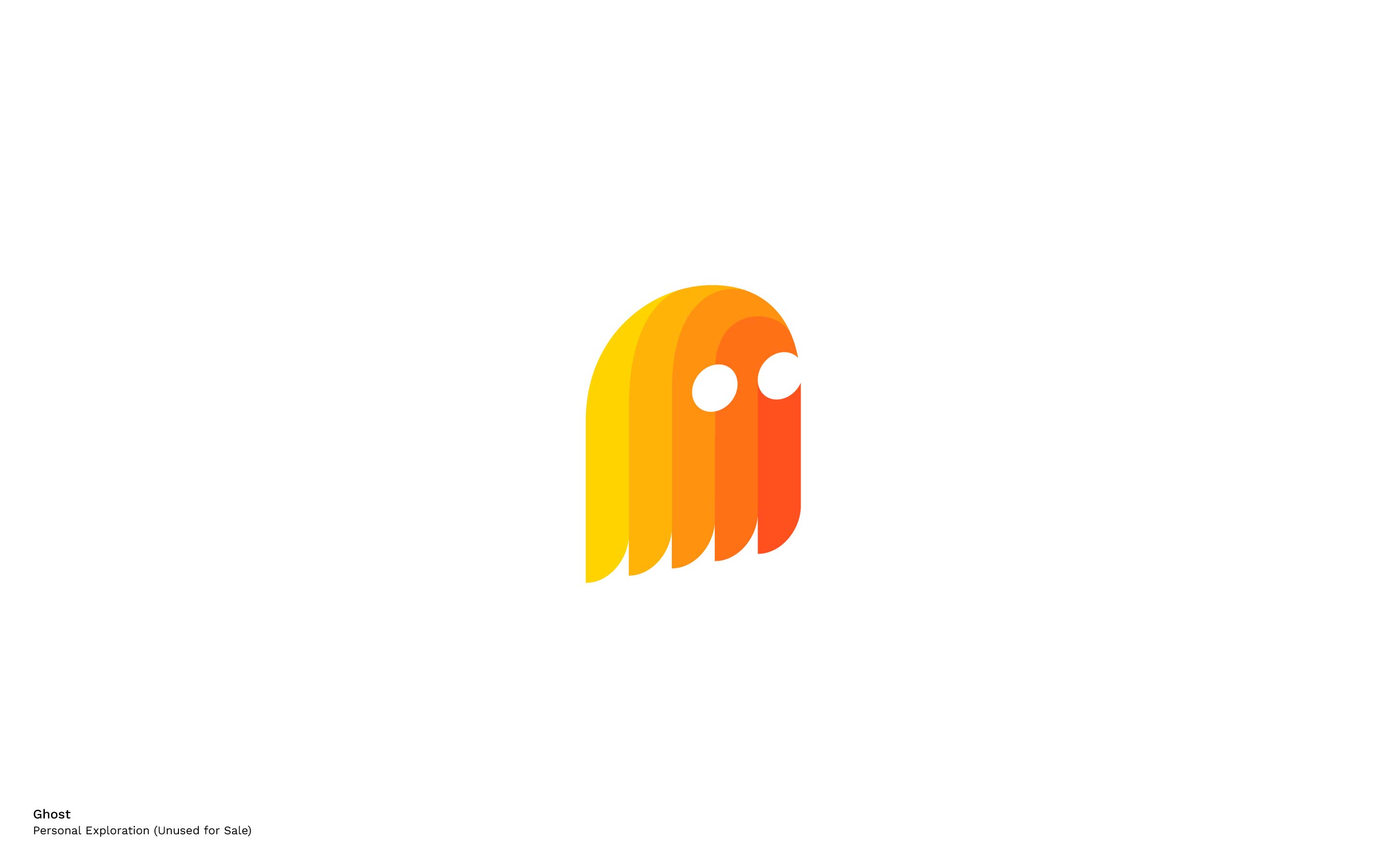 modern logo design ghost with orange colors by mihai dolganiuc design